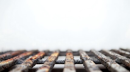 Rusty grill grate, outdoor cooking, summer, white background, food preparation