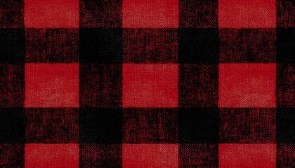 Fototapeta premium Red and Black Buffalo Plaid Fabric Texture
