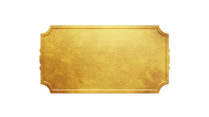 Golden ticket on transparent background representing vip access or winning pass
