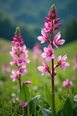 Fototapeta premium pale pink flowers of the alpine willowherb in full bloom, , flowers, bloom