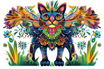 Illustration of colorful cat 
