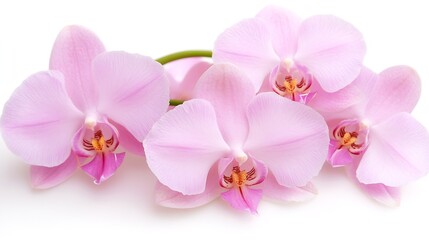 Lovely Pink Orchid Cluster Against Pristine White Background Celebrating Natural Beauty : Generative AI