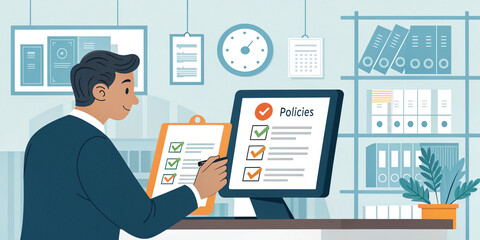 Fototapeta premium A Visual Representation of Policy Documentation and Compliance Strategies in Business