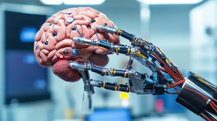 Robotic Hand Interacting with a Model Human Brain