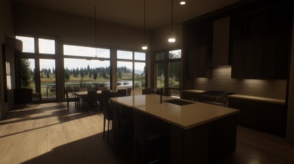 Modern Home Kitchen Interior Design Lake View