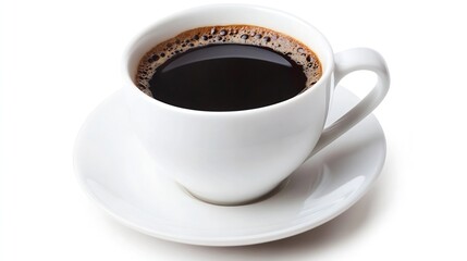 Obraz premium Classic White Coffee Cup Filled with Freshly Brewed Black Coffee : Generative AI
