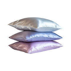 Luxurious Silk Pillowcases in Soft Hues Isolated on Transparent Background