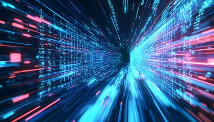 Digital Data Streams In A Cyber Tunnel