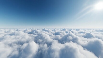 Naklejka premium Expansive Cloud Layer Beneath Bright Sunlit Sky Creating Majestic View : Generative AI