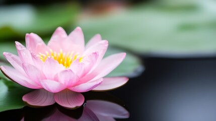 Delicate Pink Water Lily Floating Gracefully on a Peaceful Pond : Generative AI