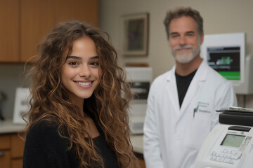 Obraz premium a doctor assisting a patient with asthma management using a peak flow met