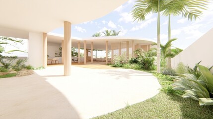 Fototapeta premium Modern Tropical Courtyard Architecture Design