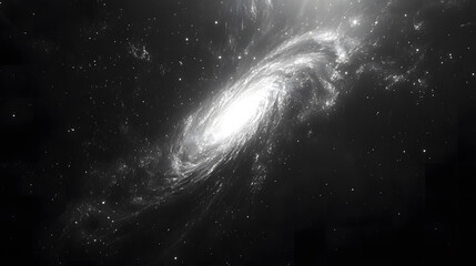 Fototapeta premium A vast black cosmic space with subtle light points and nebula-like structures, evoking deep space exploration.