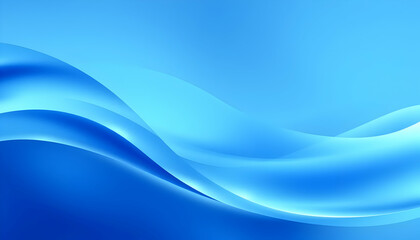 Fototapeta premium Abstract blue waves, smooth flowing curves, light gradient background, serene aquatic theme, dynamic composition, minimalist design, soft blending, ethereal atmosphere, digital illustration, soothing 