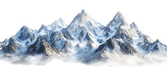 Mountain peak snow capped isolated on white background. Suitable for marketing or business purposes. PNG file