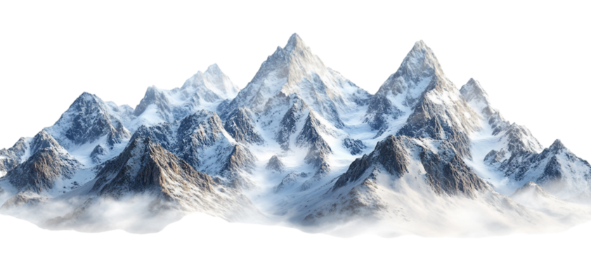 Mountain peak snow capped isolated on white background. Suitable for marketing or business purposes. PNG file