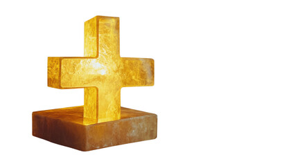 Obraz premium Glowing golden christian cross on transparent background