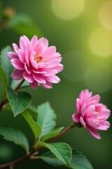 Obraz premium Soft focus on pink mimosas with delicate green leaves, gentle, pink, flowers