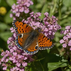Obraz premium Floral Melodies: Lunge’s Metal mark Butterfly in a Blooming Garden