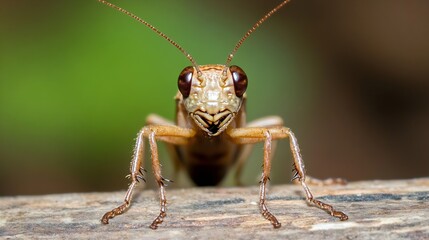 Macro Photography of a Cricket on Wood in Natural Habitat : Generative AI