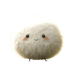 Fluffy 3D Cartoon Blob Creature Isolated on Transparent Background