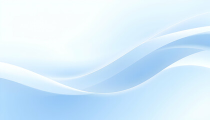 Fototapeta premium Abstract blue waves, smooth flowing curves, light gradient background, serene aquatic theme, dynamic composition, minimalist design, soft blending, ethereal atmosphere, digital illustration, soothing 