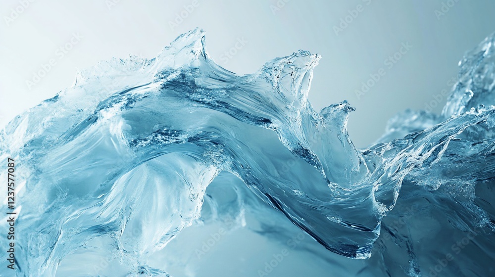 Poster abstract water wave formation with transparent and clear details in macro view