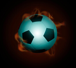 Naklejka premium Football with Fire on Black background