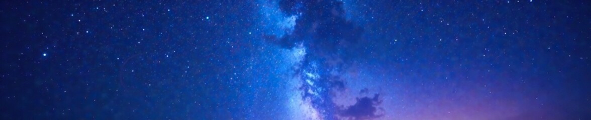 Fototapeta premium Star-filled night sky with soft blue and purple hues, twinkling lights, and a subtle starfield effect, vastness, cosmic,