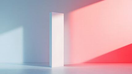 An interior with vibrant pink and blue walls, offering a bold and contemporary design that blends modern architecture and playful color.