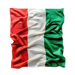 Obraz premium Italian flag waving in wind, showcasing vibrant red, white, and green colors. fabric appears textured and flowing, symbolizing national pride and identity