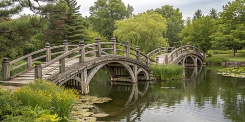 Rustic Wooden Arch Bridges for Scenic Outdoor Landscapes