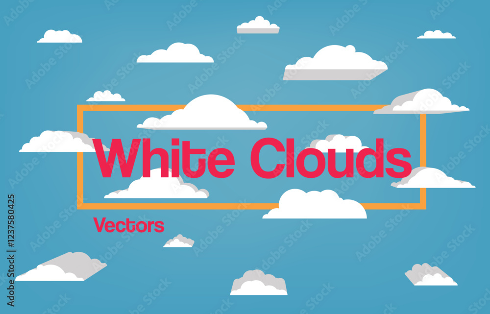 Poster vector design of clouds with 3d effect in blue sky
