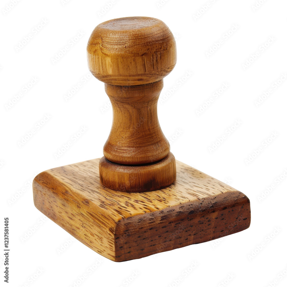 Poster wooden stamp with round handle and square base, ideal for crafting or office use. this unique design
