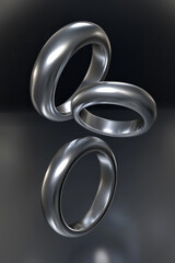 Floating Metallic Rings with Reflective Silver Surface