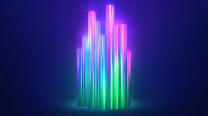 Neon Prismatic Columns Abstract Light Show