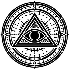 One-eyed triangle illustration silhouette