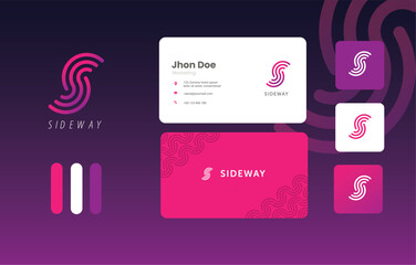 monogram logo s logo design with business card premium vector