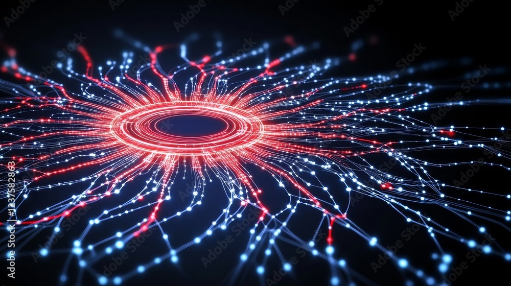 Poster network data flow visualization abstract design