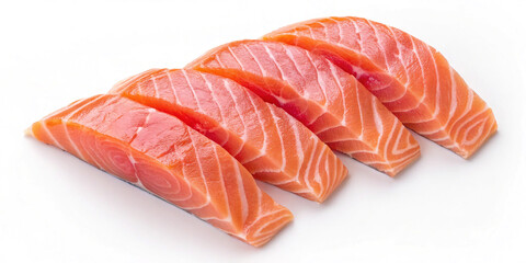 Slices of Fresh Salmon Isolated on a White Background