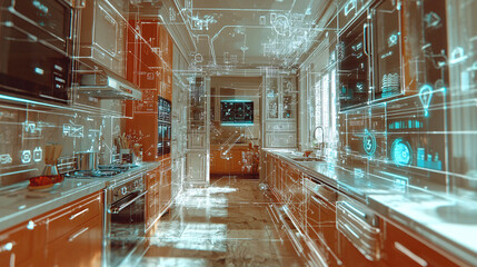 Person Who Monitors Electricity Usage in a Smart Kitchen Digital Transformation Modern Environment Innovative Technology