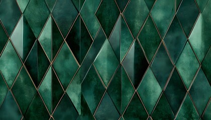 Emerald Green Diamond Tile Wall Pattern Design
