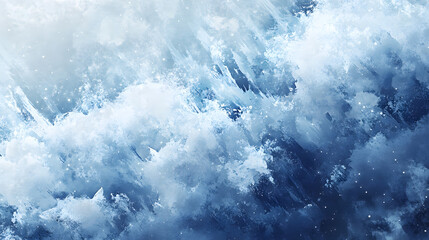 Soft, fluffy clouds drift across the sky, forming an airy, peaceful scene in pale blues and whites that evoke a sense of calm and serenity in a dreamy, celestial atmosphere.