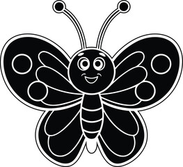 Cute Butterfly isolated vector, Cute Butterfly silhouette vector illustration, Cute Butterfly line art vector icon design