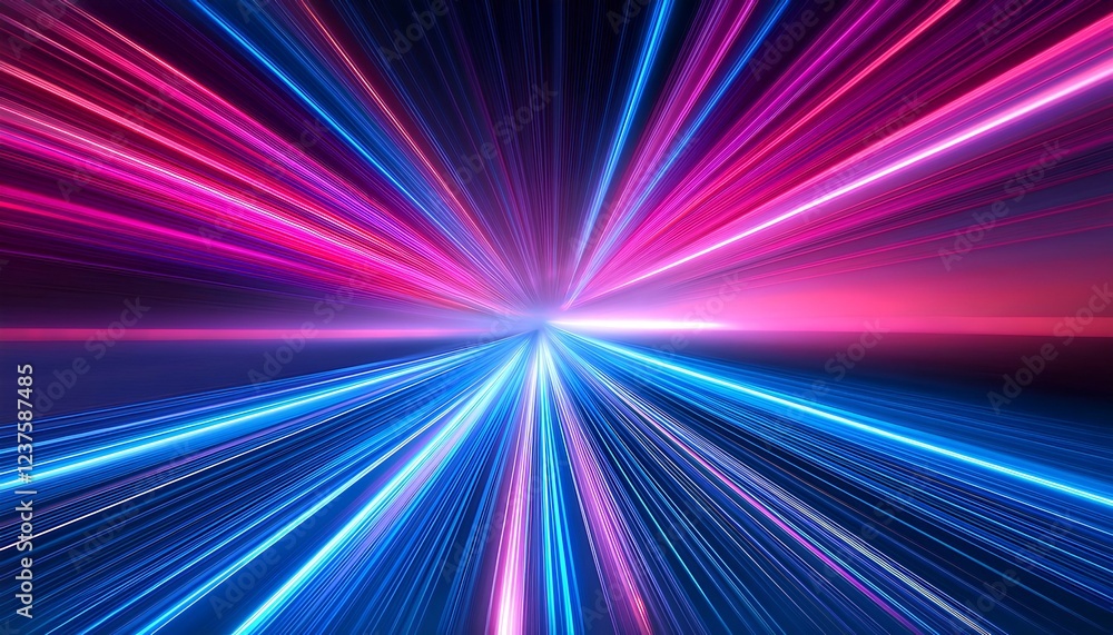 Poster Dynamic background with pink and blue light. abstract colorful rays.