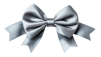 Naklejka premium Silver gift bow isolated on transparent background