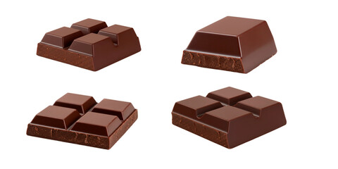 set of dark chocolate on a transparent background