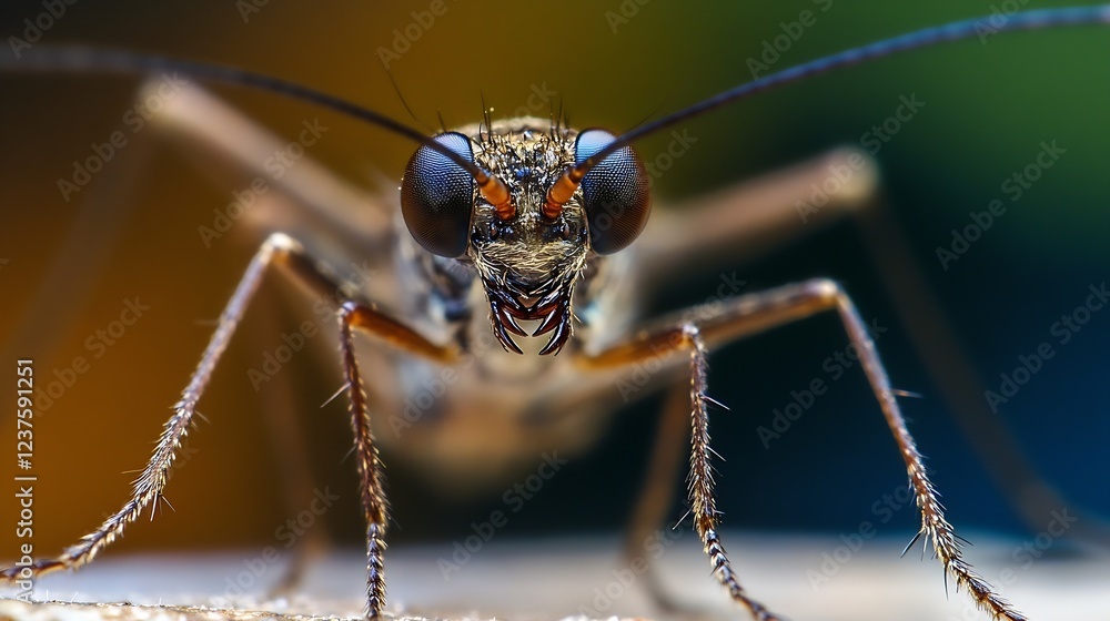 Poster Macro Shot of Insect Staring Intently Capturing Unique Detail and Texture : Generative AI