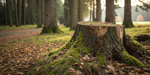 Fototapeta premium Natural Tree Stump Isolated on a Clean Background for Rustic Decor