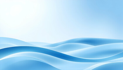 Fototapeta premium abstract blue waves, gentle undulating shapes, soft gradients, serene aquatic landscape, minimalist design, tranquil water surface, ethereal atmosphere, dreamy texture, cool tones, smooth curves, calm